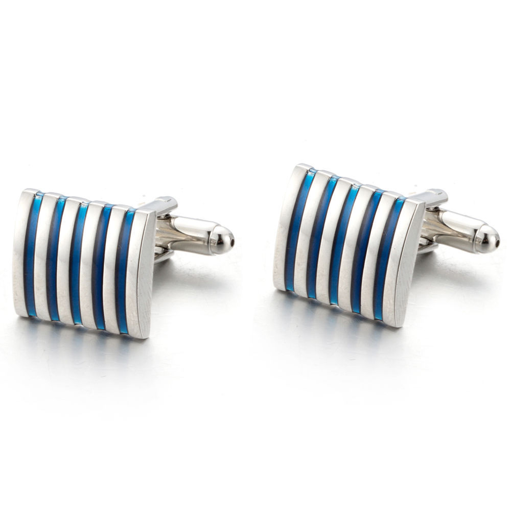 Title 3, French Shirt Cufflinks Business Blue Stripes