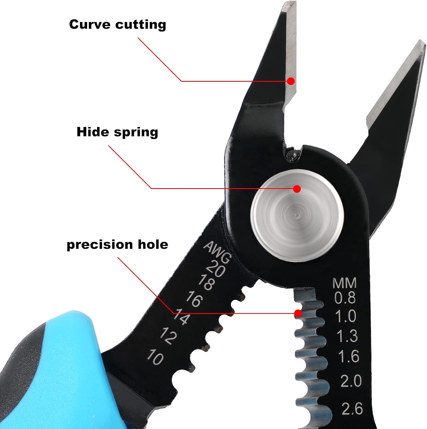 Precision Flush Wire Cutter & Stripper, 10-20 AWG, 6-Inch High-Carbon Steel Tool With Spring Handle & Angled Jaws For Electronics 3