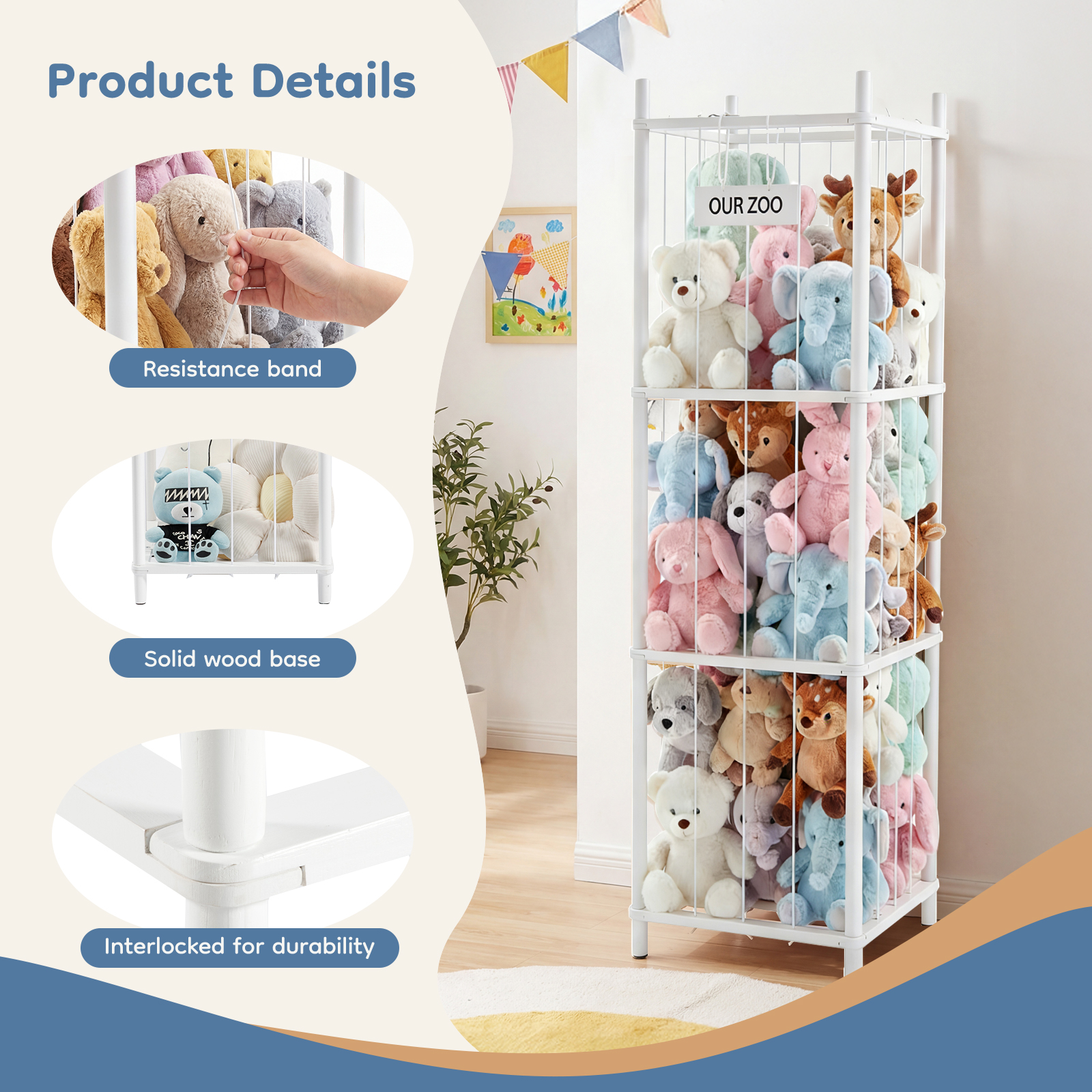 Wooden Toy Storage Rack, Suitable For Saving Space In Children's Rooms, Bedrooms, Baby Rooms And Children's Activity Rooms.