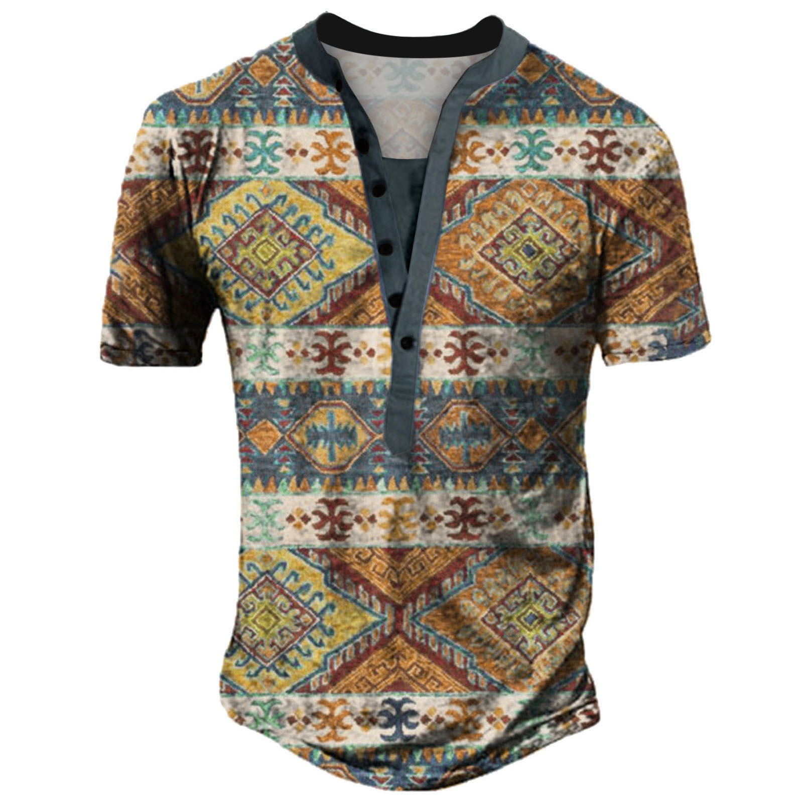 Title 4, Heren losse casual trend opstaande kraag print ...