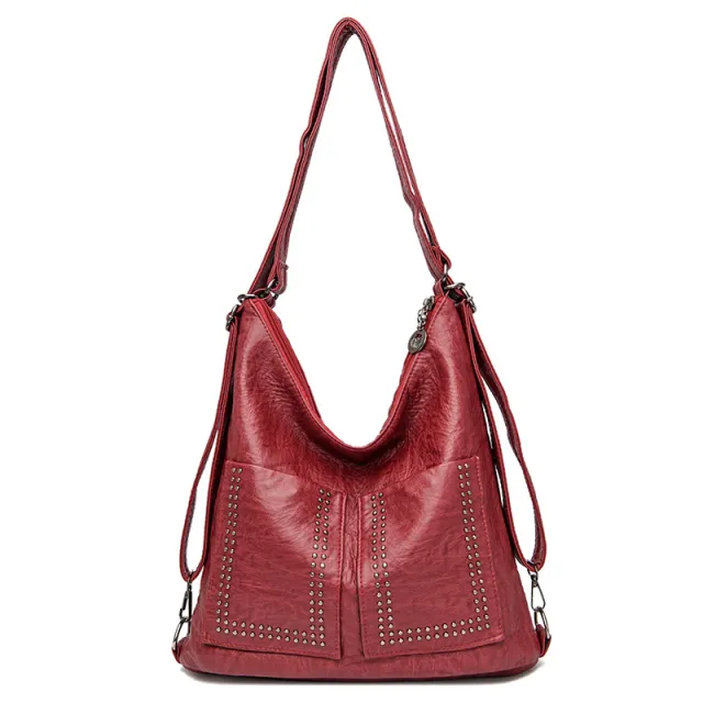 Trendy Fashion Ladies Tote Bag One Shoulder Handheld Diagonal Retro Red - Shop at LoveMi