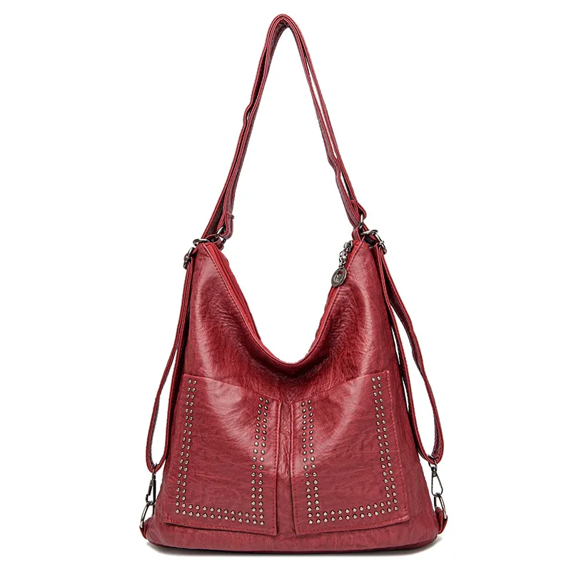 Trendy Fashion Ladies Tote Bag One Shoulder Handheld Diagonal Retro - Red