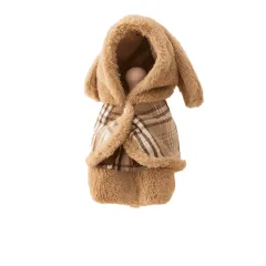 Two-piece Set Of Dog Clothes For Winter Warmth, Small Dog Teddy Bichon Frise Warm Cotton Coat Skirt, Cat Pet Clothes - Brown - View 1