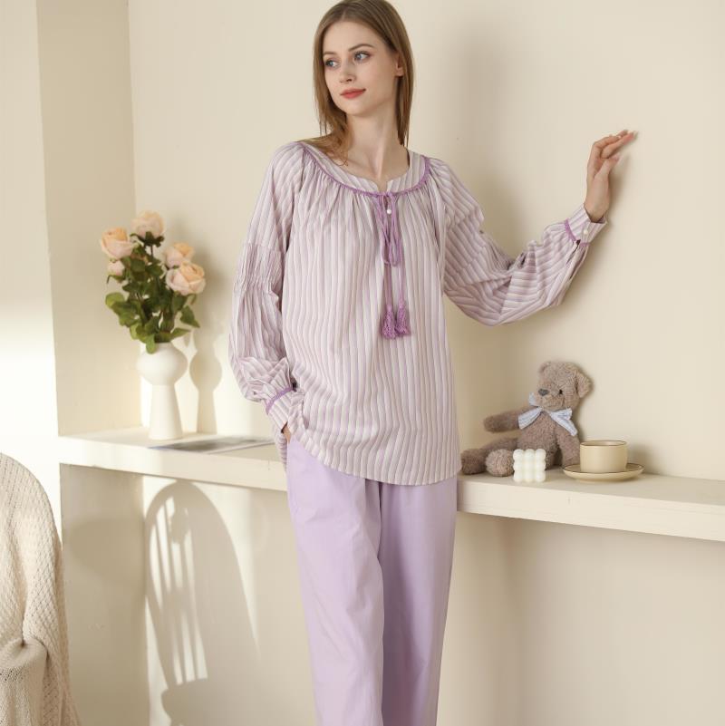 Title 1, Pyjamas Women Korean Version Striped Round Neck...