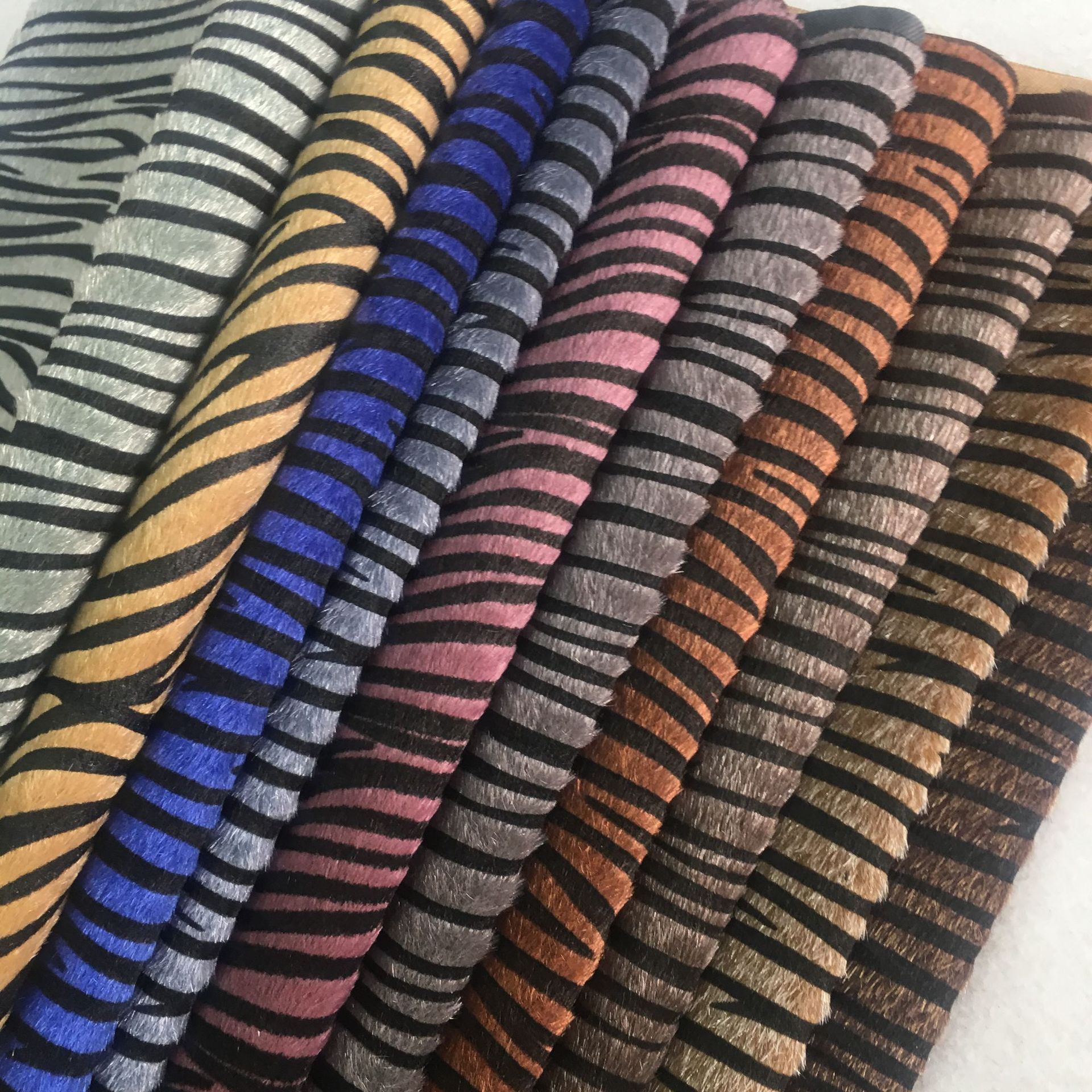 Faux Horsehair Zebra PU Leather Fabric, picture 3 of 4