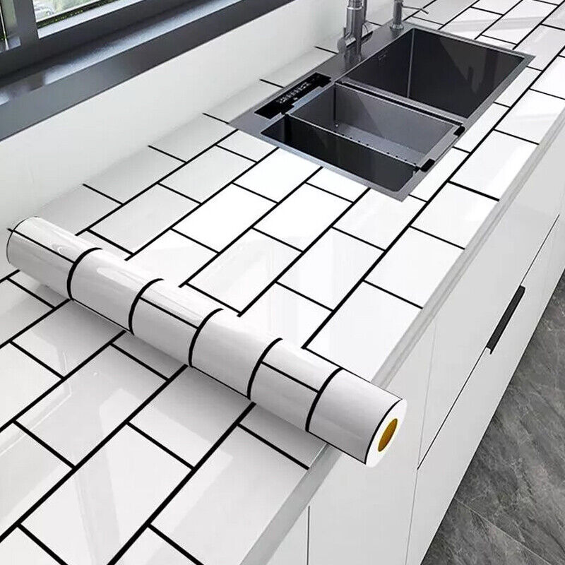 5M Kitchen Tile Roll Stickers Self-adhesive Marble Sticker