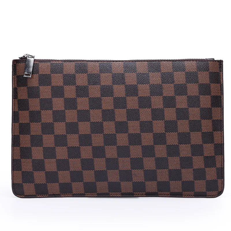 Men's Soft Pu Plaid Business Casual Clutch - Red