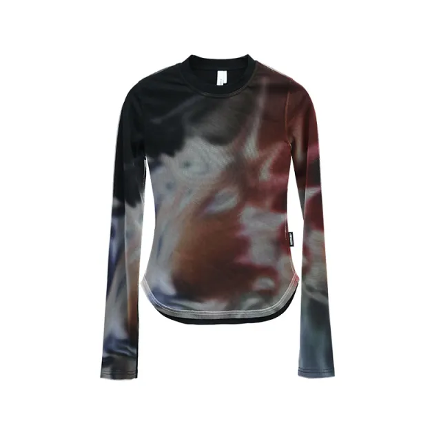 New Dark Red Abstract Gradient Printing T shirt Image Color - Shop at LoveMi