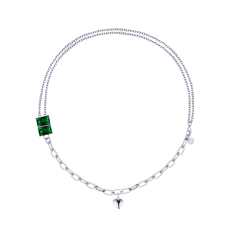 European And American High-end Zircon Platinum Love Heart Pendant