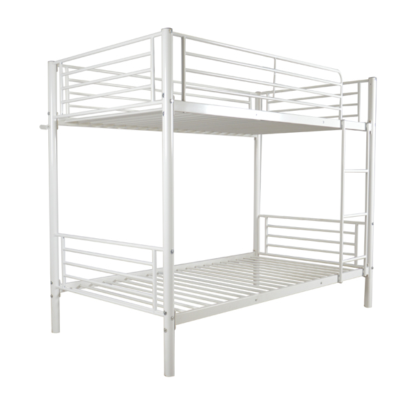 Iron Bed Bunk Bed with Ladder for Kids Twin Size White β photo 8