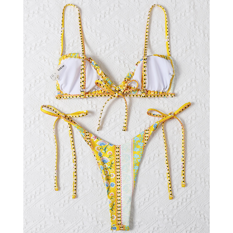 Chinese Style Printed Sub-system Belt Swimsuit - Image 4