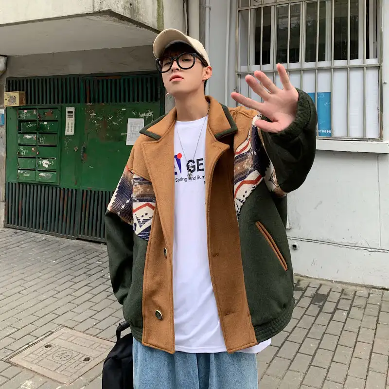 Men's All-match Loose Retro Literary Woolen Coat