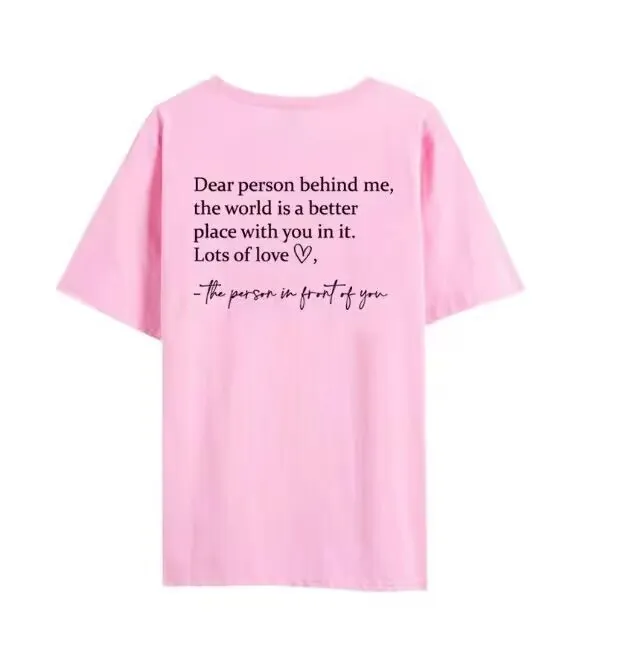 Round Neck Slogan Printed Short Sleeved T shirt Pink - Shop at LoveMi