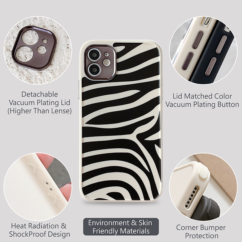 Zebra Pattern Phone Case Fine Hole Edge Drop Protection Cover - Image 2