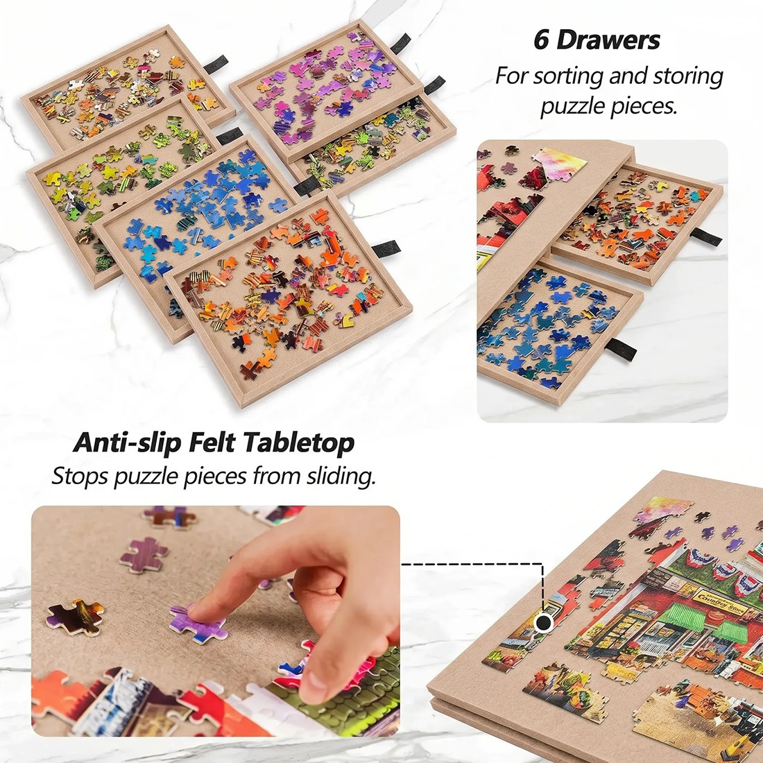 Felt Jigsaw Puzzle Board Puzzle Storage Table W 6 Slid