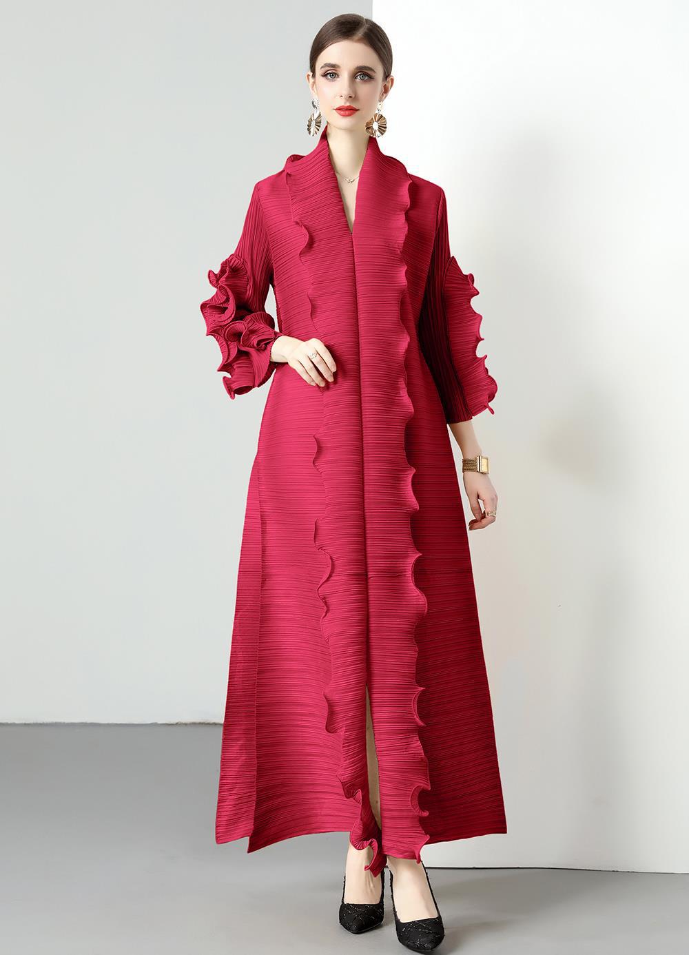 Pleated Petal-Sleeve Maxi Dress, picture 3 of 11