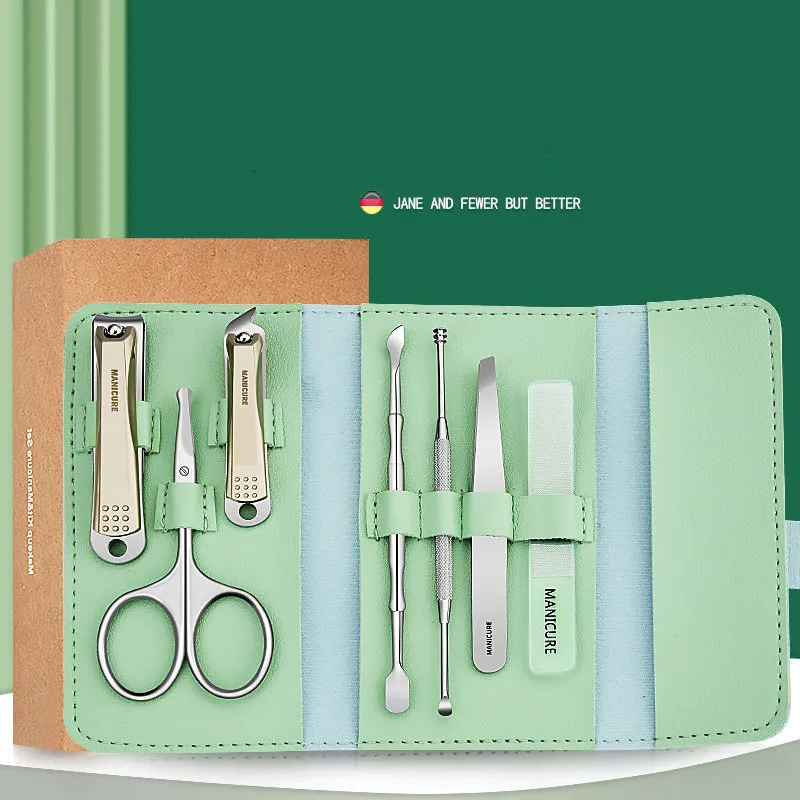 Stainless Steel Anti-splash Nail Clippers Nail Clippers Household Care Tool Set - Green