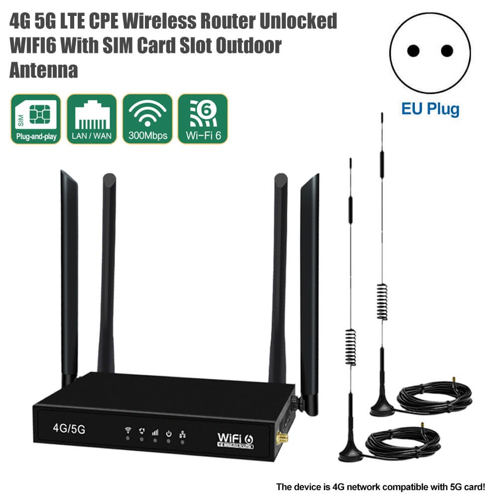 4G 5G LTE CPE Wireless Router Unlocked WIFI6 With SIM Card Slot Outdoor Antenna 6