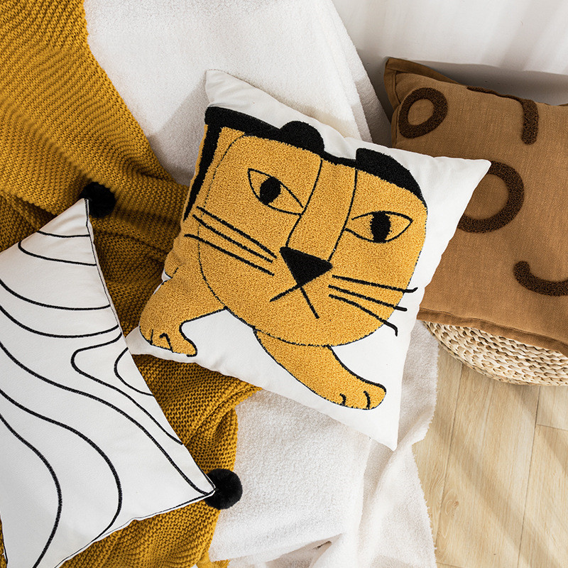 Nordic Ins Cartoon Tiger Living Room Sofa Pillow Cover — foto 5