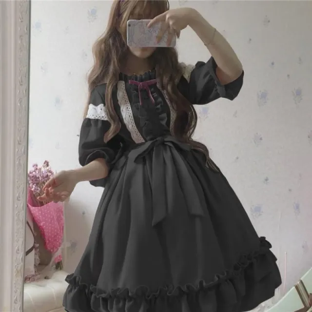 Lolita Skirt Soft Girl Lolita Dress Black Short Sleeves - Shop at LoveMi