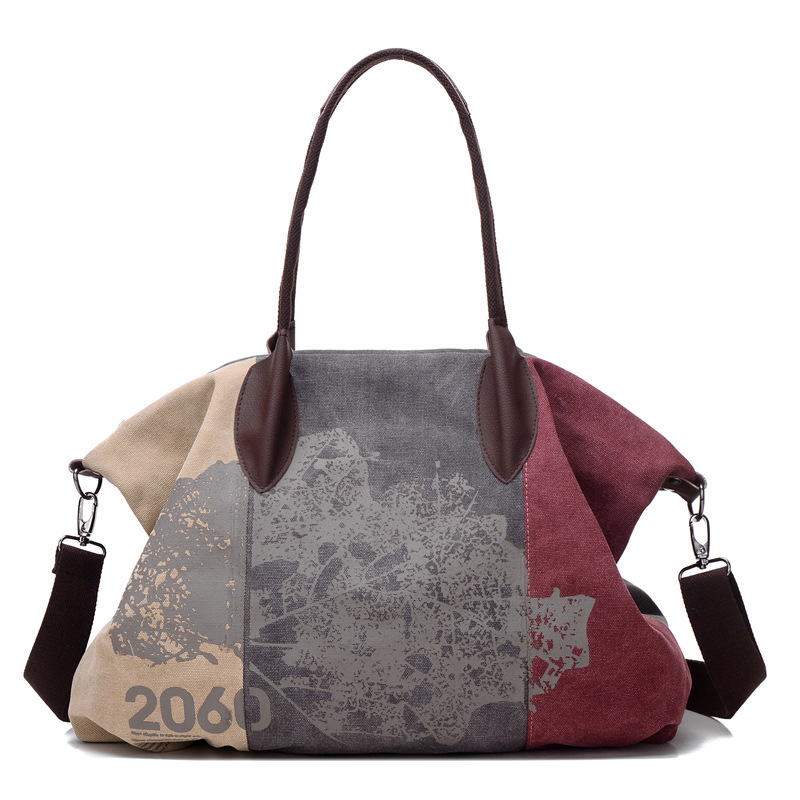 Title 6, Damen Canvas Tasche im Retro-Stil mit Kontrastn...