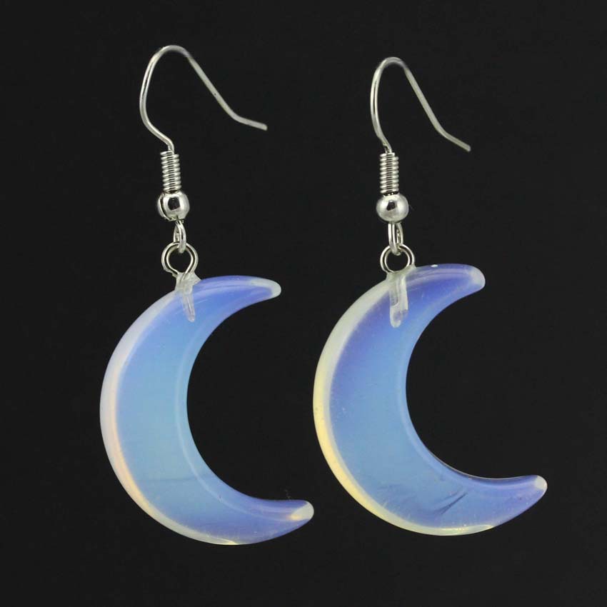 European And American New Natural Stone Meniscus Earrings