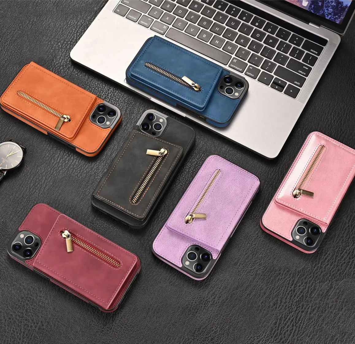 Side Stick Zipper Card Phone Case Wrist