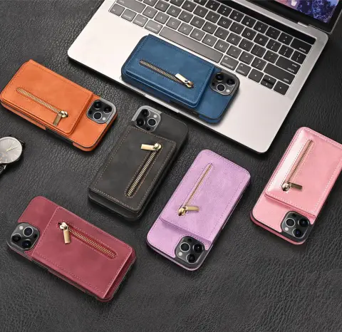 Side Stick Zipper Card Phone Case Wrist Strap Holder