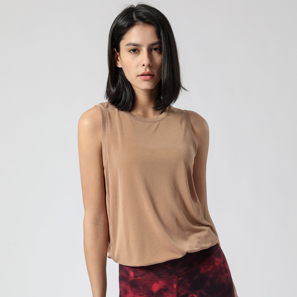 Back Split Running Fitness Loose Sports T Shirt Camel - Shop at LoveMi