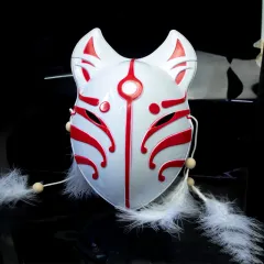 Japanese Style Japanese Style Fairy Fox Full Face Mask Festival Table - Red - View 1