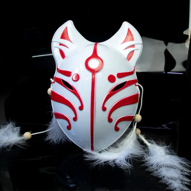 Japanese Style Japanese Style Fairy Fox Full Face Mask Festival Table Red - Shop at LoveMi