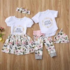 Parent-child Sister Clothing Children's Clothing Letter Printing Long Sleeve Short Sleeve - Little Sister - View 1