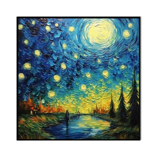Famous Artist Starry Sky Landscape Picture Oil Painting On Canvas Handmade Modern Abstract Wall Art Living Room Home Decor Rolled Frameless Unstret... Without Inner Frame - Shop at LoveMi