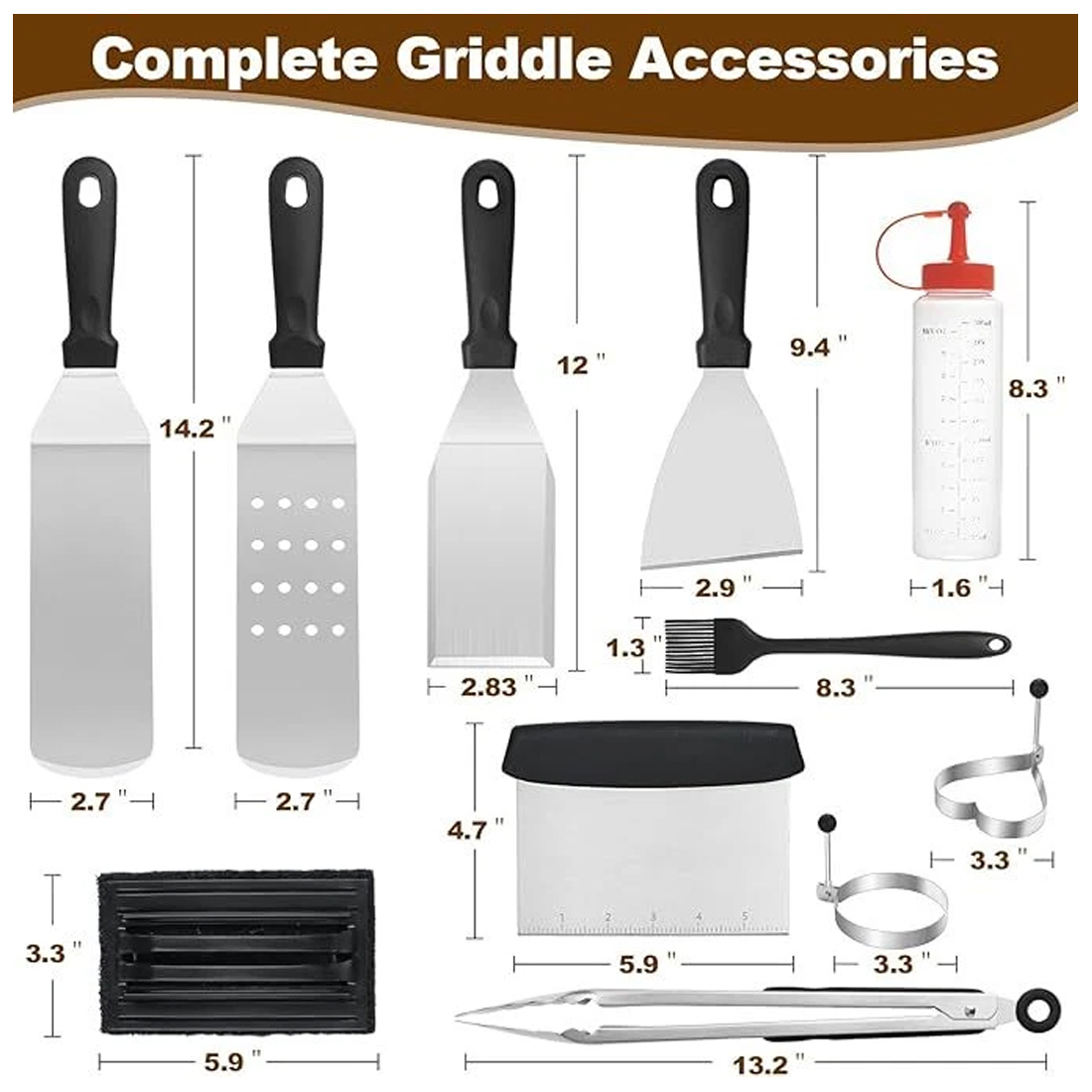 14 Pcs Stainless Steel Griddle Grill Tools Set BBQ Accessories UK — image 2