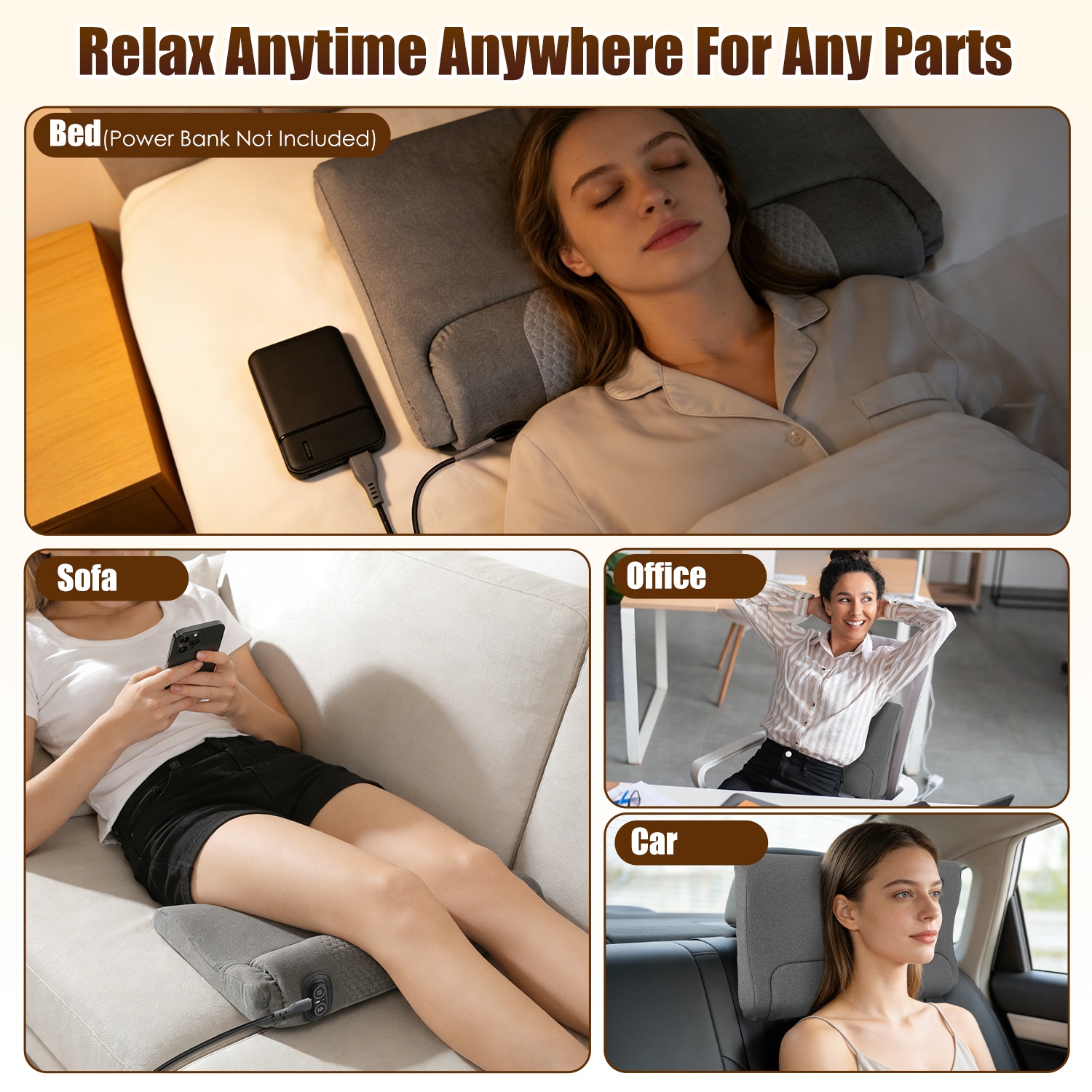 Neck Massager Pillow Ergonomic Massager Memory Foam Pillow With 3-Level Heating 3-Intensity Vibration 30Min Timer For Neck Back Shoulder Pain Relief