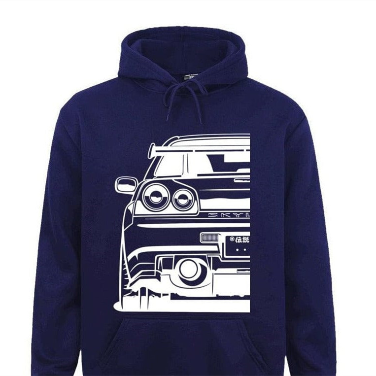 Solid Color Hoodie Navy Blue