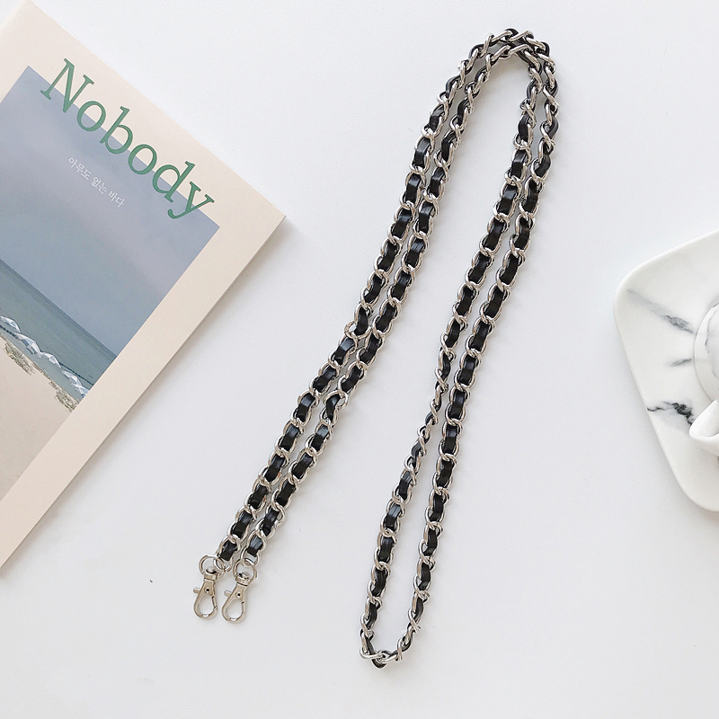 Mobile Phone Case Chain Crossbody Lanyard Black Belt Silver Chain - Shop at LoveMi