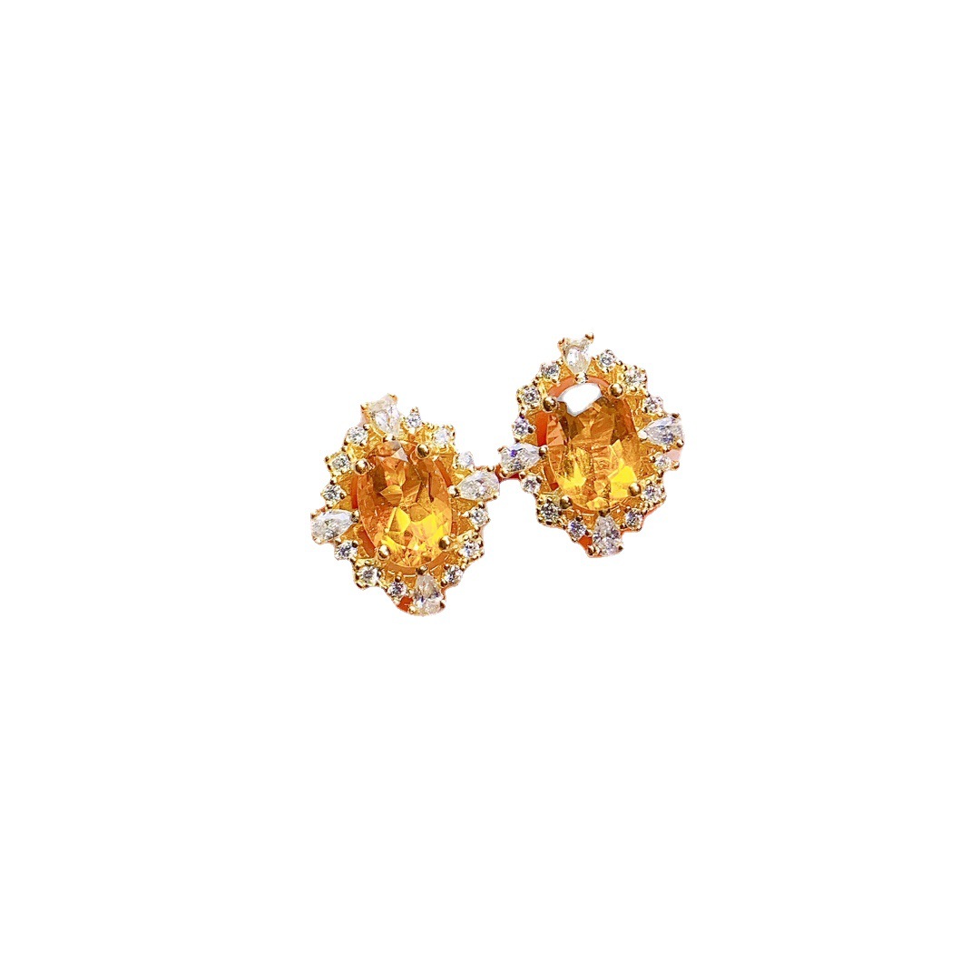 Title 4, Boucles doreilles clous citrine naturelle Arge...