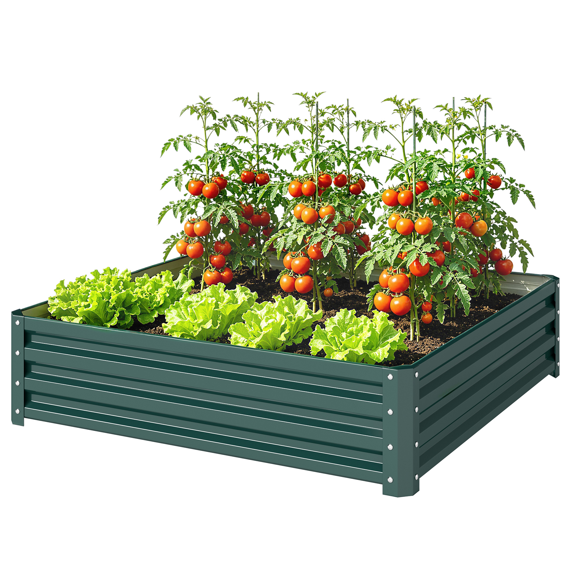 Square Elevated Garden Bed Box With Weather Resistant Steel Frame, Suitable