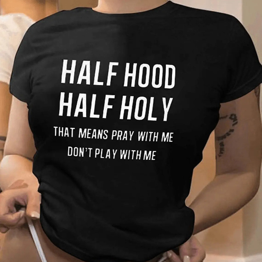 Women's Fashionable And Versatile Printed Short-sleeved Bottoming Shirt Top