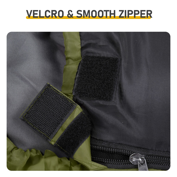 Rectangular Heated Sleeping Bag, Lightweight Sleeping Bag With Multi USB Powered Heating Pads, Waterproof Compact Envelope Sleeping Bag For Backpacking Hiking, Green