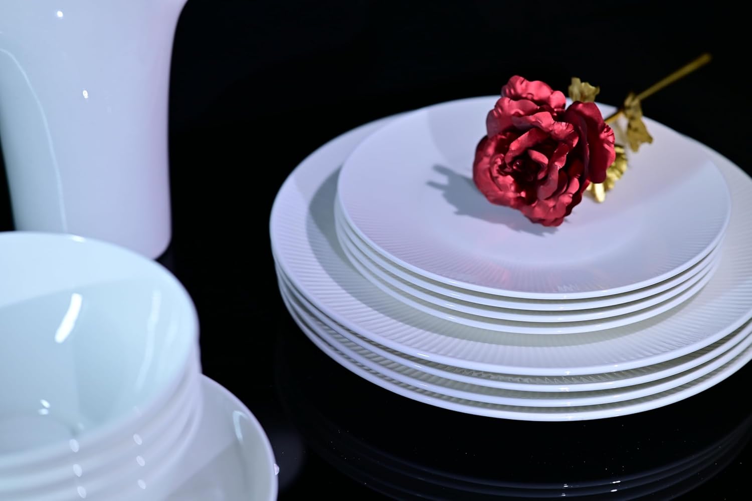 Service de table en porcelaine tendre dandilion, 16 pièces, service pour 4, assiettes – Image 3