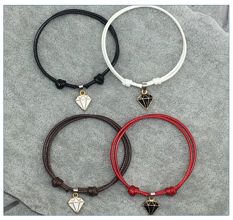 Title 1, Retro Casual Diamond Red Black Rope Couple Brac...