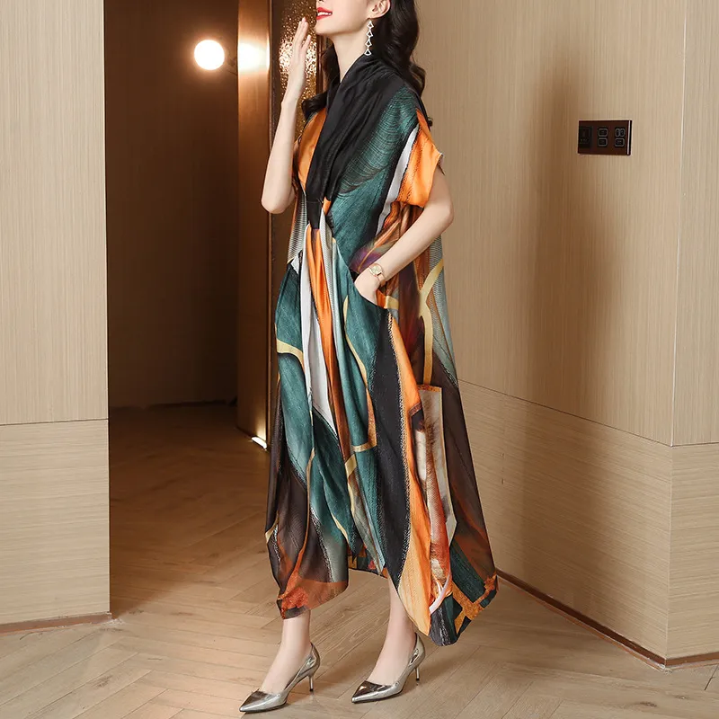 Temperament Lined Dress Women's V-neck Loose - Colour
