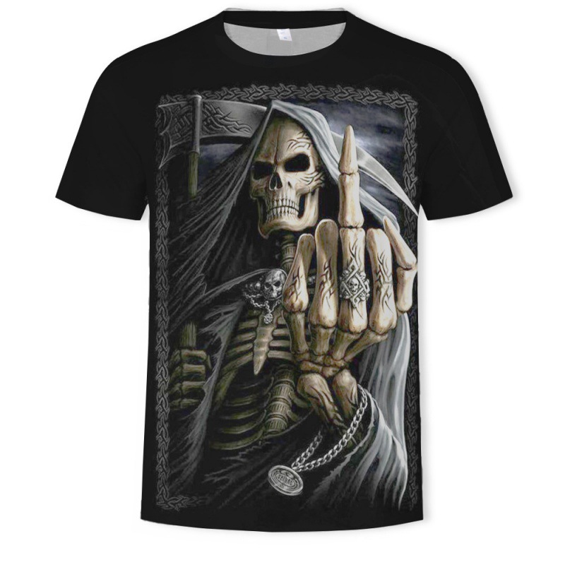 Title 6, Hip Hop Skull Pattern 3D Printed Short Sleeve M...