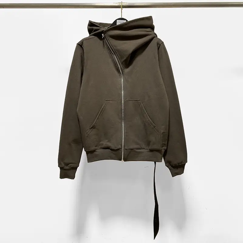Collar Inclined Zipper Sweater Coat For Men And Women