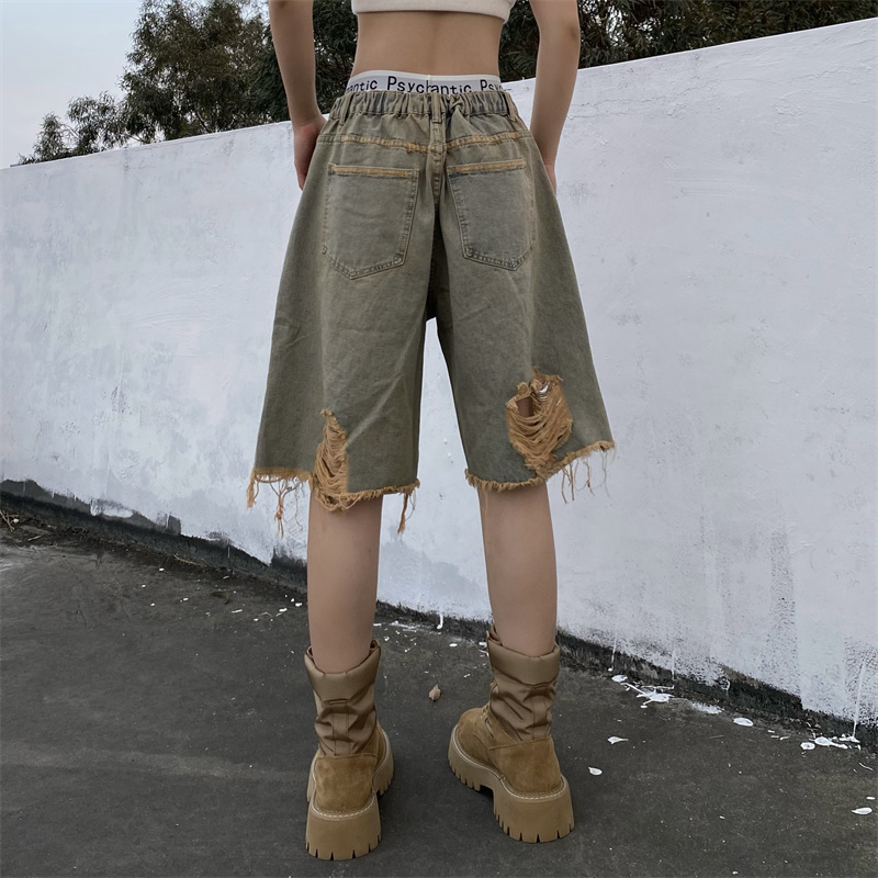 Men's And Women's Loose Retro Distressed Ripped Jeans Green - Shop at LoveMi