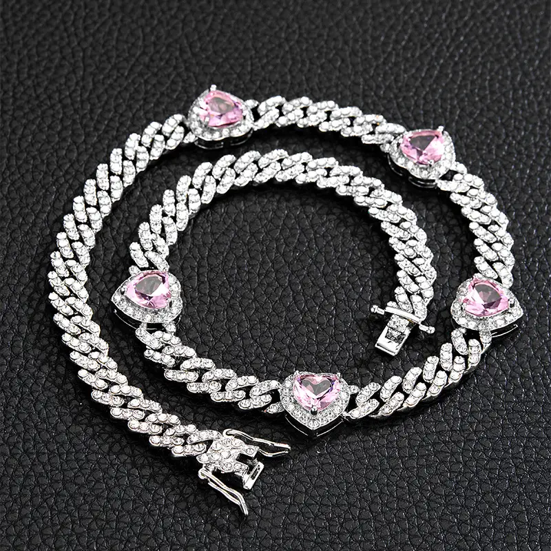 Ornament Love Zircon Cuban Chain Female
