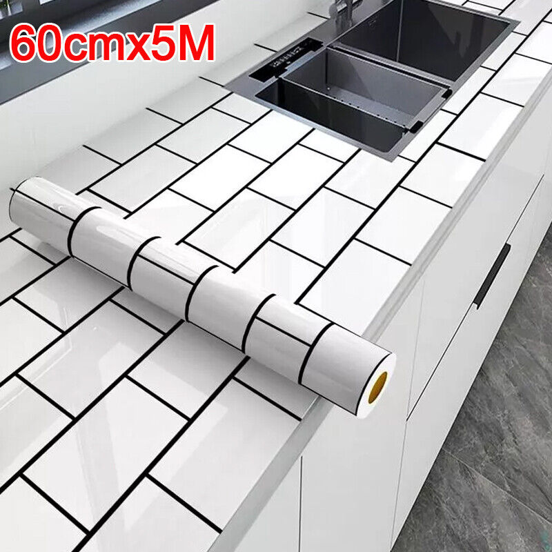 5M Kitchen Tile Roll Stickers Self-adhesive Marble Sticker