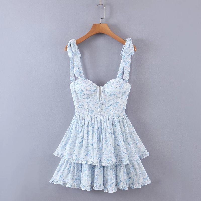 Strapless High-waisted Button-up Pleated Cascading Slip Dress
